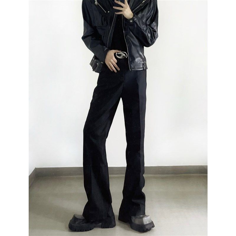 风黎谷/小众高街vibe开 叉微喇西裤男垂坠感高级感成Y男加长