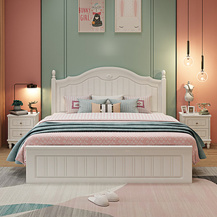 主卧床 1.8M欧式 储物床 田园床1.35米现代简约床1.5 公主床1.2韩式