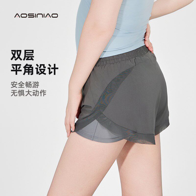 游泳衣微胖女孩遮肉分体式两件套泳衣平角防走光泡温泉泳装女保守