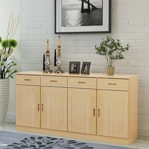 包邮简约现代全实木餐边柜松木橱柜储物收纳柜微波炉架碗柜厨房