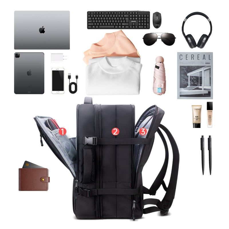 大容量双肩包可扩容商务出差旅行包16寸电脑背包男登机短途行李包