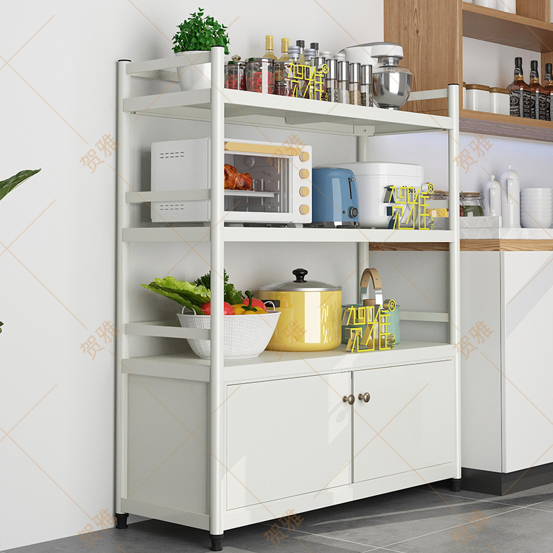 厨房柜子储物柜落地多层带门置物架家用多功能微波炉烤箱收纳架子
