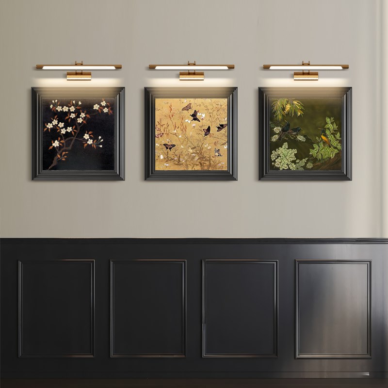 中古侘寂挂画墙面氛围灯装饰画酒店客厅茶室餐厅会所挂件吊杆灯画