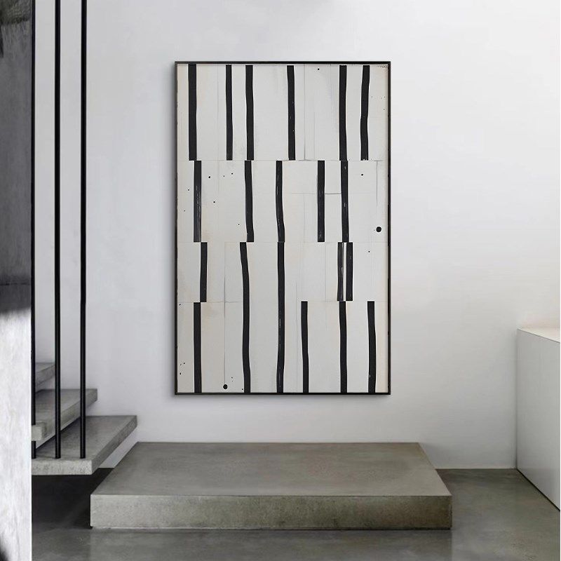 侘寂风极简黑白灰客厅沙发背景墙装饰画现代简约抽象入户玄关挂画