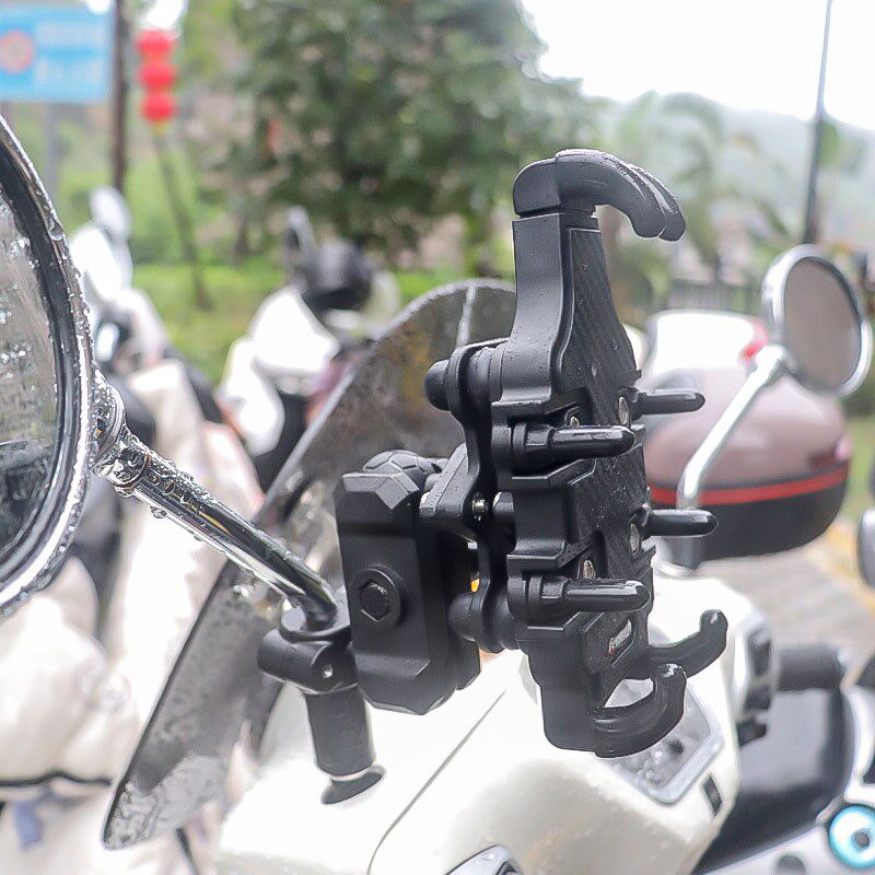 标致姜戈150手机支架后视镜挡风板杆安装车载手机架摩托车改装件