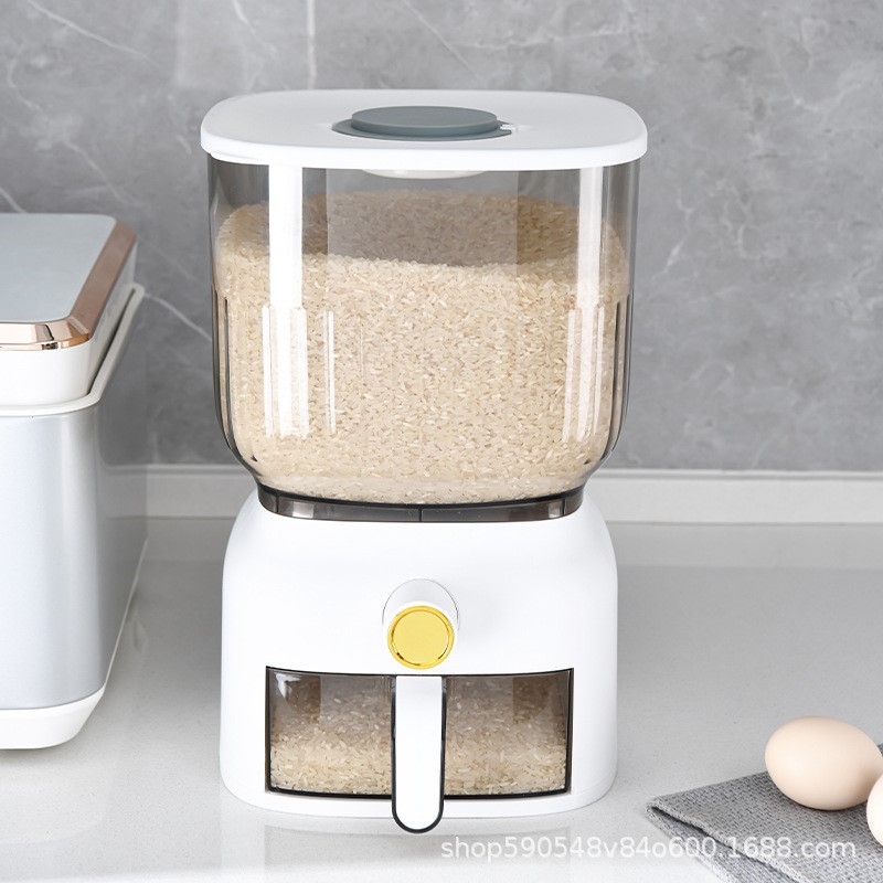 日式厨房带计时器防虫p防潮按压取米透明可视储米箱密封杂粮罐米
