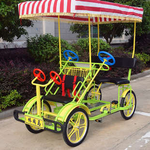 旅游观光亲子休闲双排三人景区双人自行车自行车四轮马单排四人