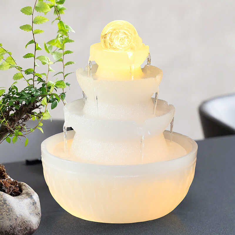 客厅循环水简约现代时来运转喷泉风水轮送礼办公招财流水桌面摆件