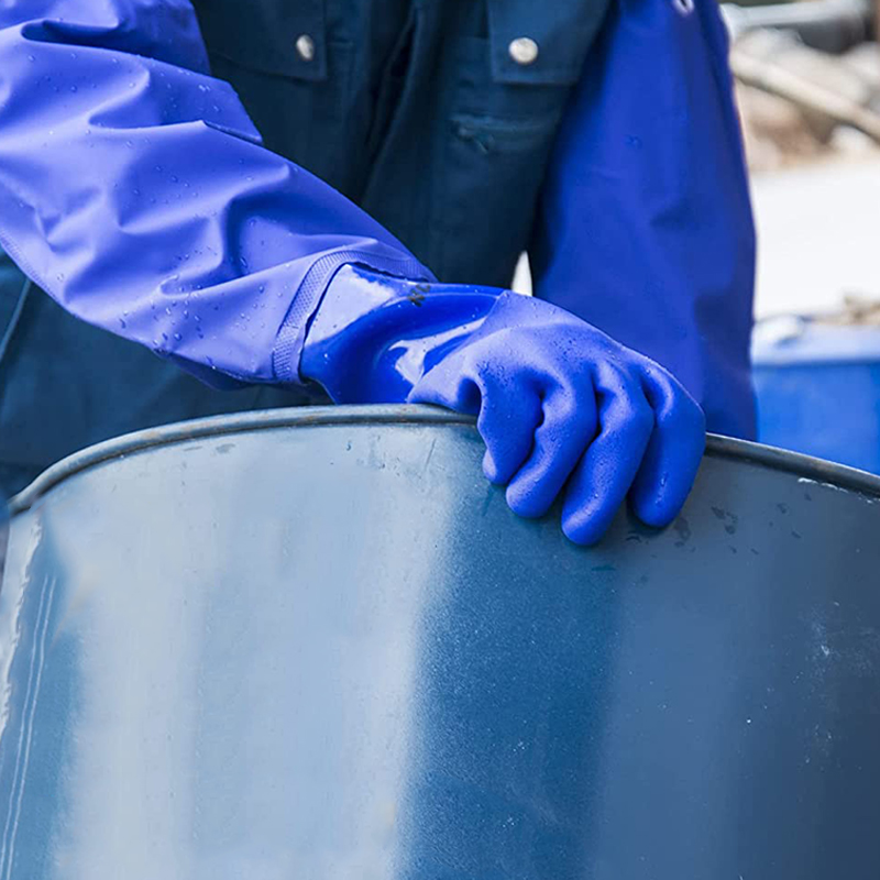 兰浪加长加厚橡h胶防腐蚀耐酸碱手套劳保耐磨工业用耐油防水防化