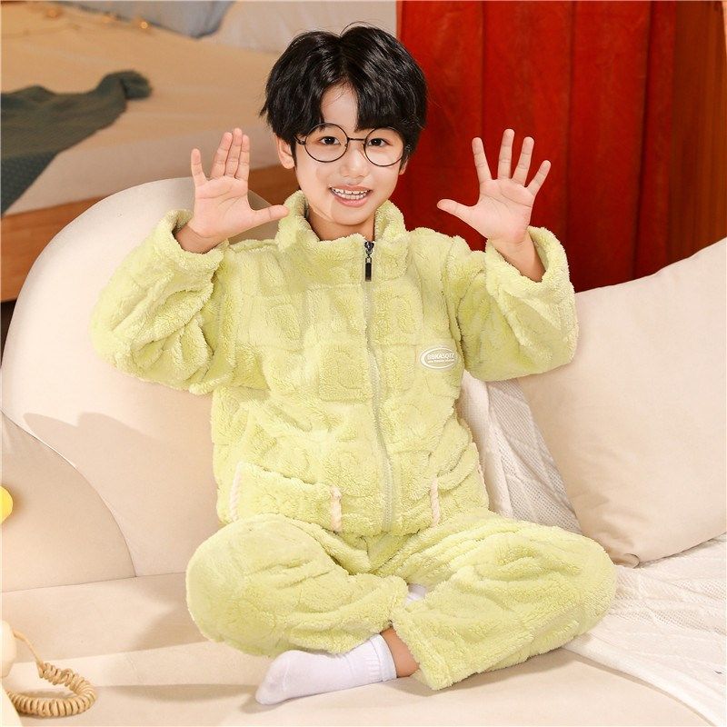 新款儿童睡衣法兰绒拉链加厚家y居服男童女孩大宝宝珊瑚绒保暖套,童装/婴儿装/亲子装,家居服套装,淘宝优惠券,粉丝福利购,淘宝优惠卷