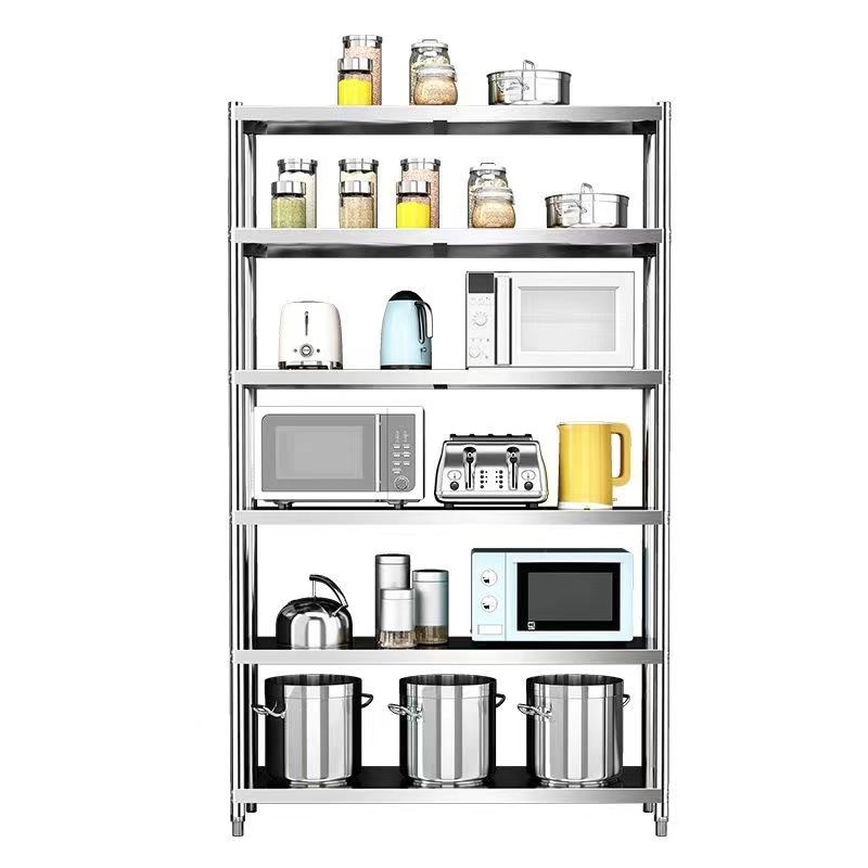 不锈钢厨房置物架家用落地多层收纳锅架微M波炉架子烤箱架储物菜