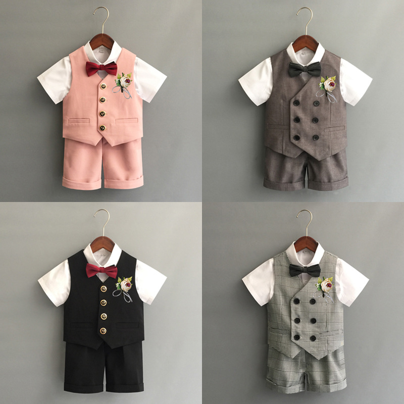 儿童马甲套装g男童西装夏季花童婚礼服宝宝周岁生日小童西服演出