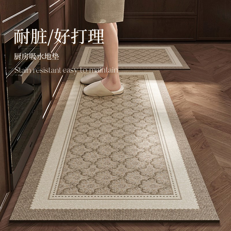厨房地垫防c滑防油硅藻泥地垫L型厨房专用地毯垫可定制整铺脚垫子