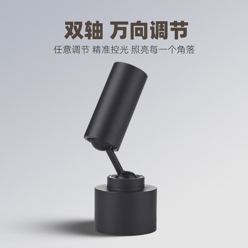明装聚光射灯可h调角度玄关小光束3度8度客厅餐桌氛围3W防眩天花