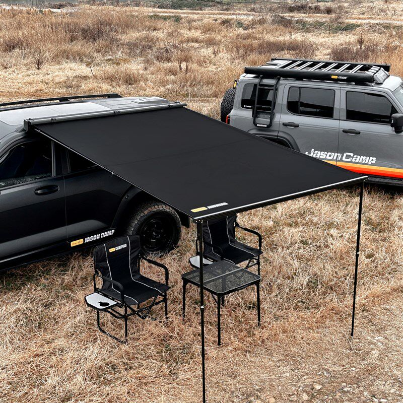 简森户外全黑化车边帐篷侧边天幕黑胶遮阳蓬防雨棚W房车载越野宇