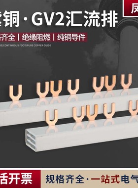 GV2汇流c排63A间距45mm1.5厚*7宽U型3P紫铜接线排NS2-25马达连接