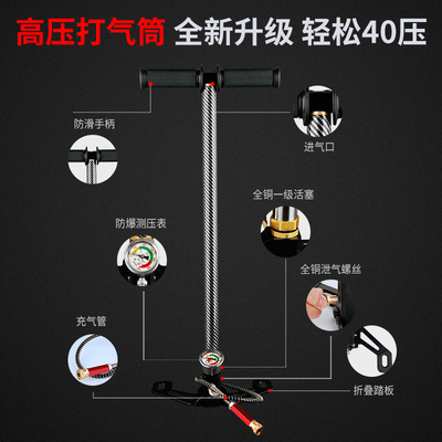 途迹超强高压打气筒30mrpa40mp手动型三级四级油冷不锈钢气动瓶