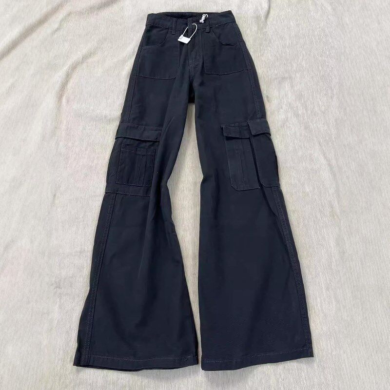 美式复古灰色阔腿工装裤s女秋冬新款设计感宽松显瘦多口袋休闲长