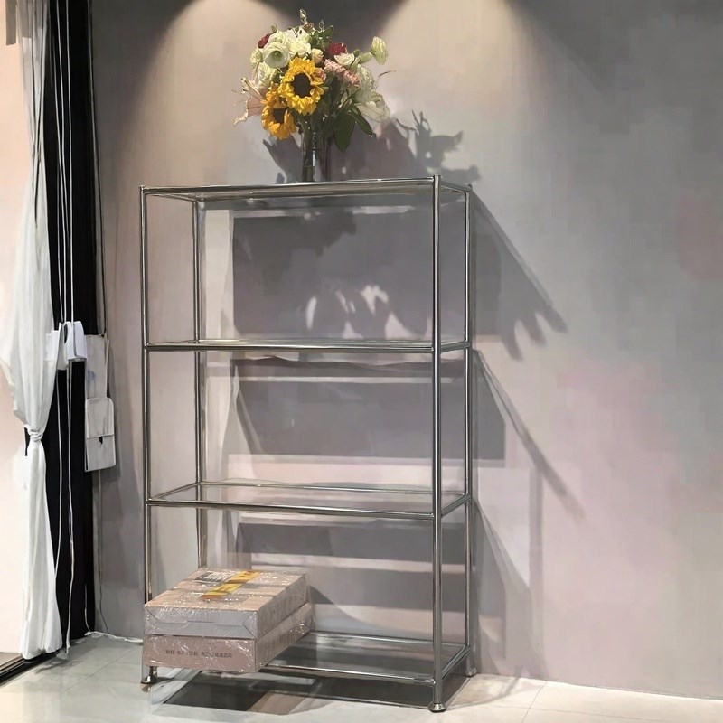 不锈钢服装店鞋货架包包鞋u子展示架饰品摆放玻璃展示柜产品陈列