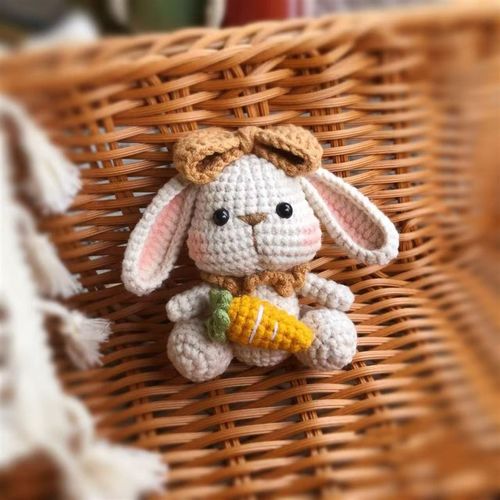 成品复古垂d耳兔子毛线手工编织可爱挂件钥匙扣包挂情侣礼物