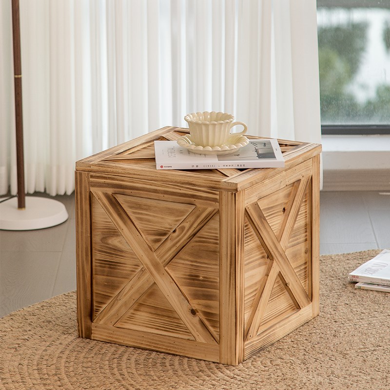 复古木箱子正方形实木储物u箱户外防腐老旧道具摆件仿古收纳箱定