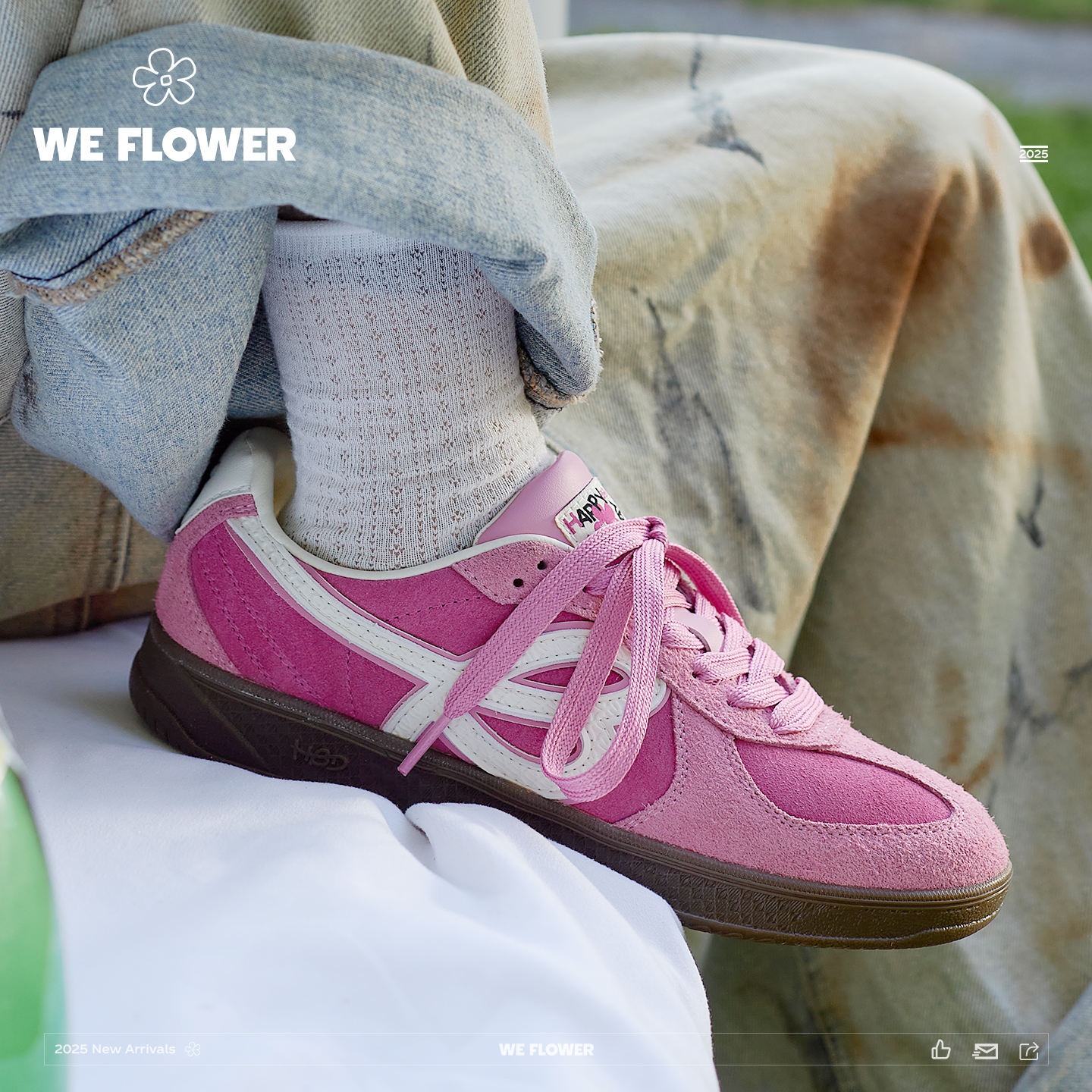 We Flower小花鞋2025德训鞋粉色女男同款百搭运动休闲鞋板鞋