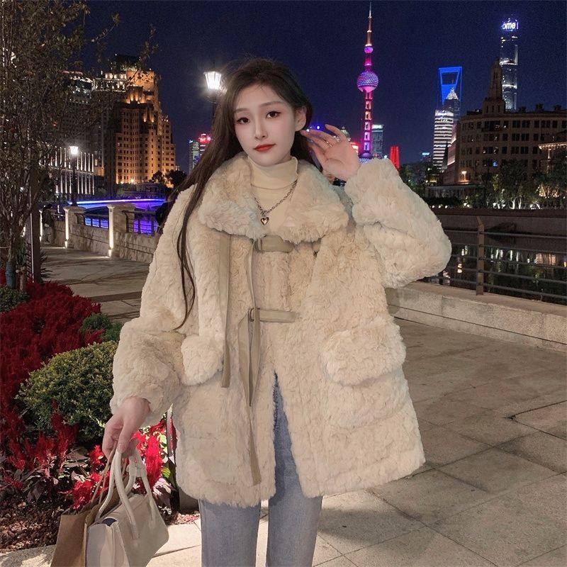 冬季韩版小个子宽松加厚羊羔毛外套女奶乖设计感保暖防寒棉衣棉服