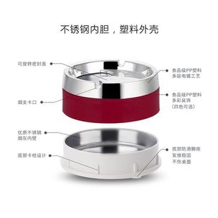 网红家用带盖防摔客厅床头大号小号不锈钢塑料烟缸 烟灰缸创意个性