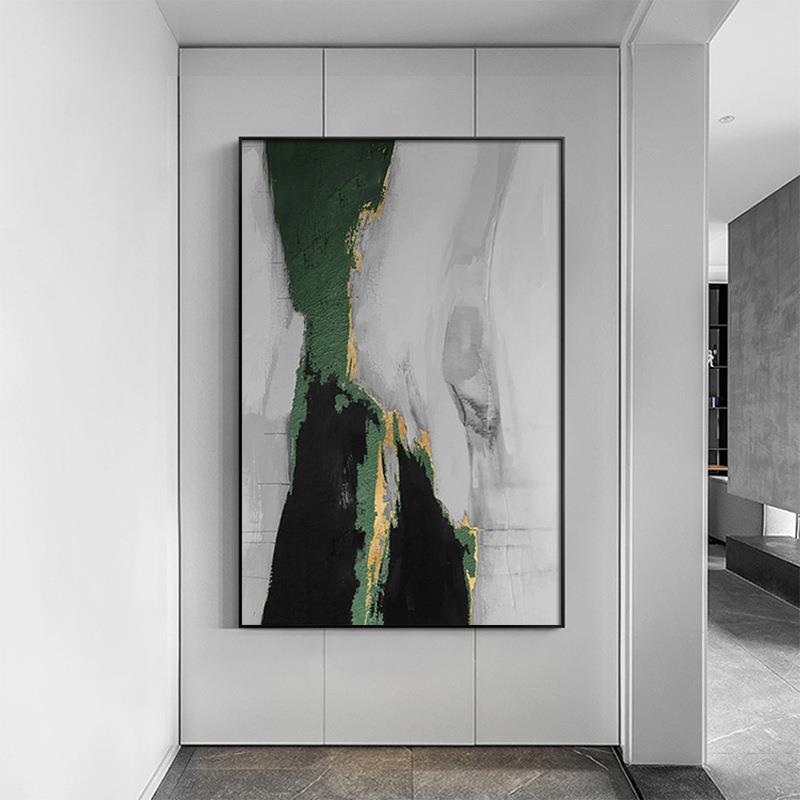 绿染 意式极简墨绿色客厅背景装饰画抽象艺术高级感北欧玄关挂画