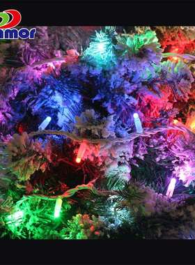 RGB闪烁灯串220VLED星星灯LED灯彩灯串灯10米100灯七彩变色加闪动