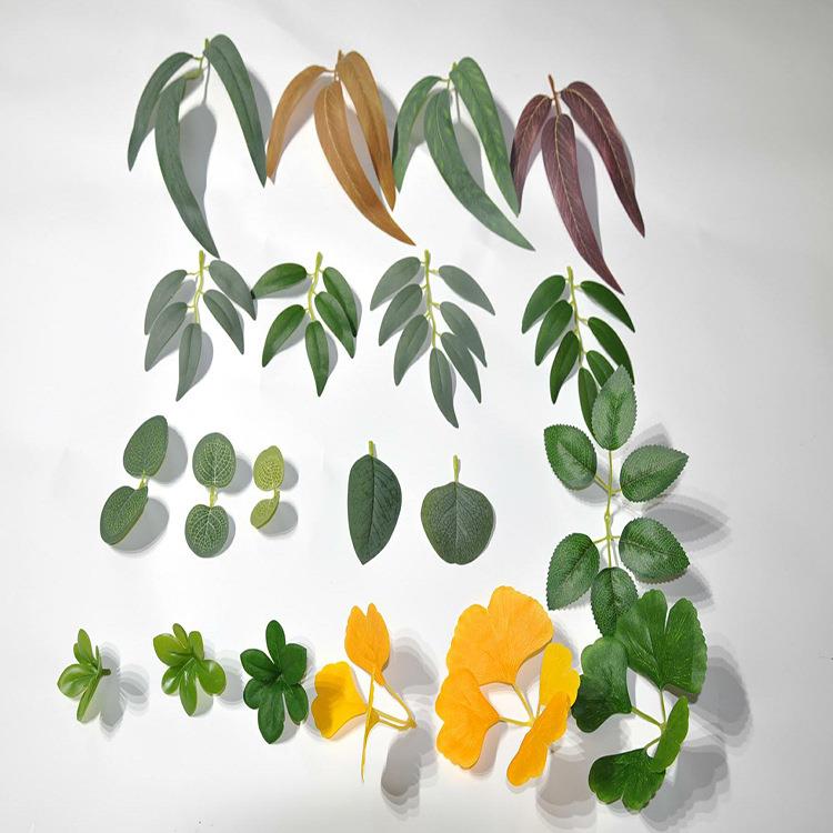 厂家直销仿真植物叶子配件.金钱叶尤加利人造花植物配件 藤条叶片