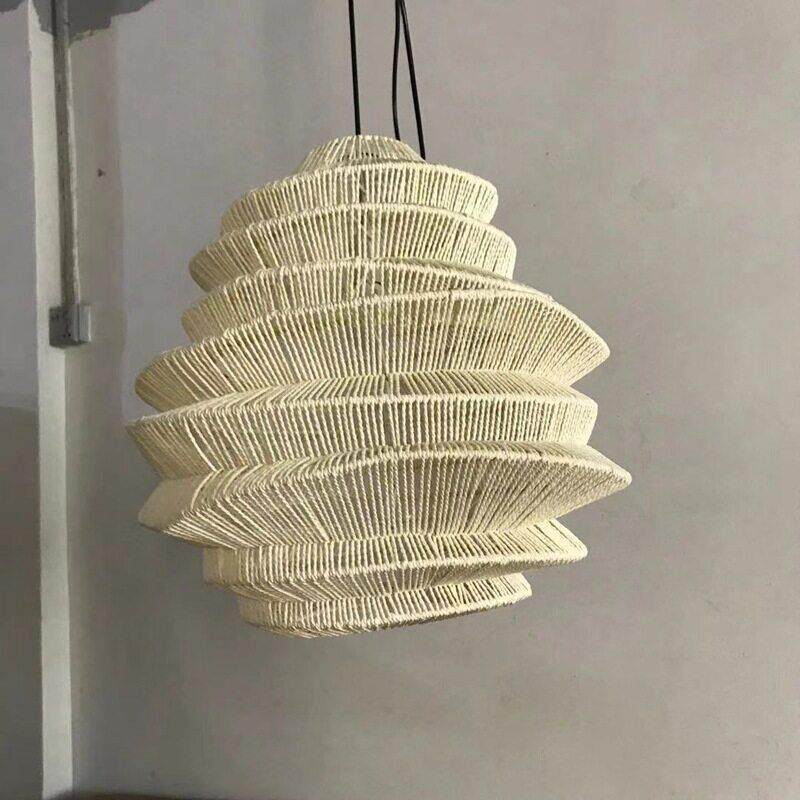 田园客厅饭店阳台日式灯笼榻榻米灯具藤艺竹艺布艺麻绳编织吊灯