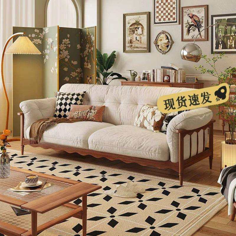 日式实木沙发布艺云朵原木小户型法式复古三人位直排中古奶油沙发,鲜花速递/花卉仿真/绿植园艺,割草机/草坪机,淘宝优惠券,粉丝福利购,淘宝优惠卷