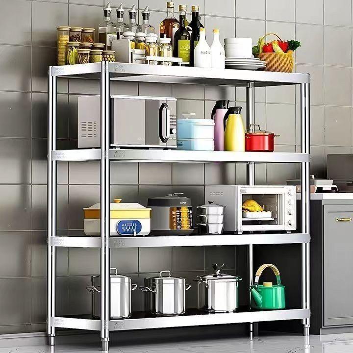 304不锈钢货架家用杂物收纳储物架子仓库地下室阳台展示架置物架