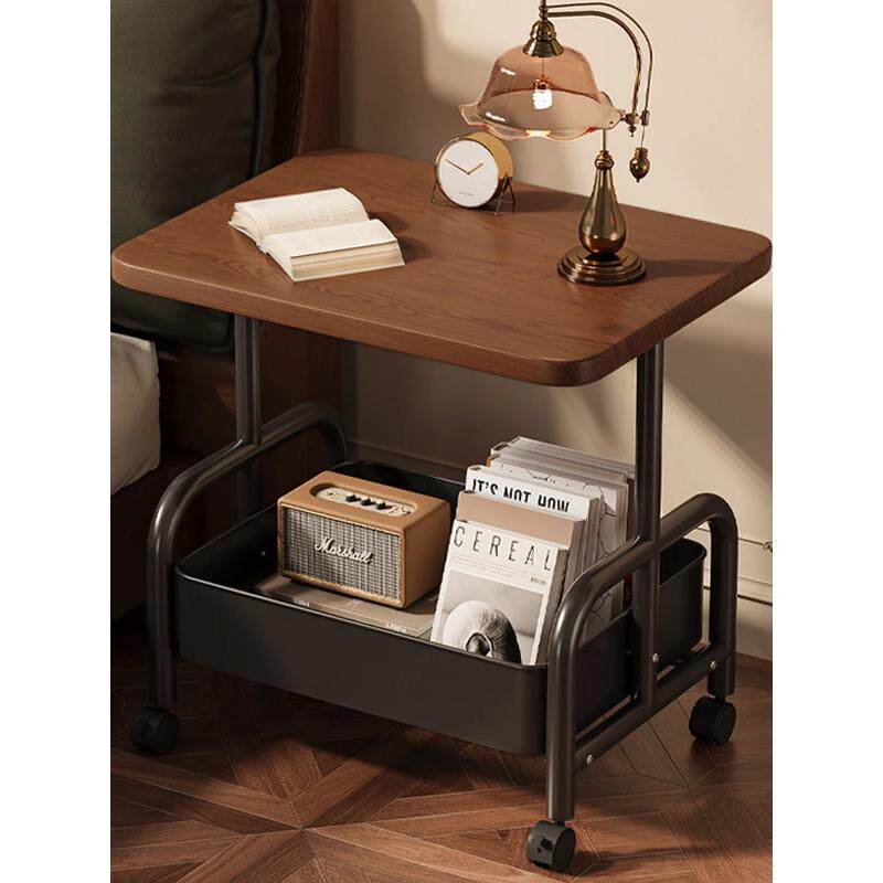 可移动双层茶几小推车边几客厅沙发收纳带轮茶桌卧室置物架小桌子