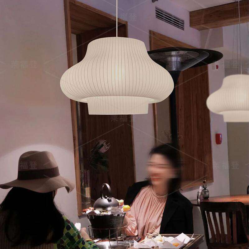 轻法式中古餐厅吊灯简约餐桌奶油风民宿客厅书房创意装饰布艺灯具