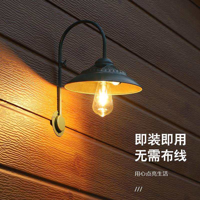 复古简约防水户外别墅花园庭院铁艺太阳能壁灯装饰灯氛围灯感应灯