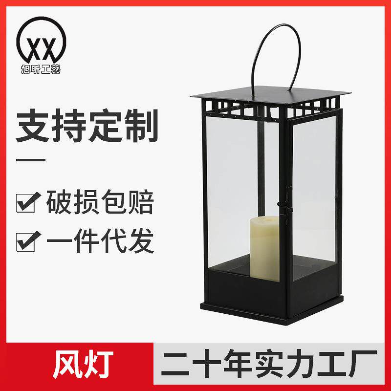 欧式铁艺风灯烛台创意镂空蜡烛烛台 玻璃蜡烛台家居装饰工艺摆件