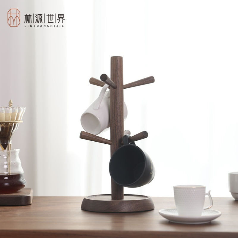 黑胡桃实木质杯架餐桌客厅玻璃杯马克杯家用咖啡杯茶杯收纳架子