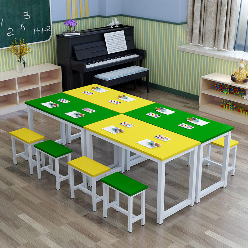 小学生幼儿园彩色课桌椅凳学生绘画培训桌补习班辅导桌画室美术桌