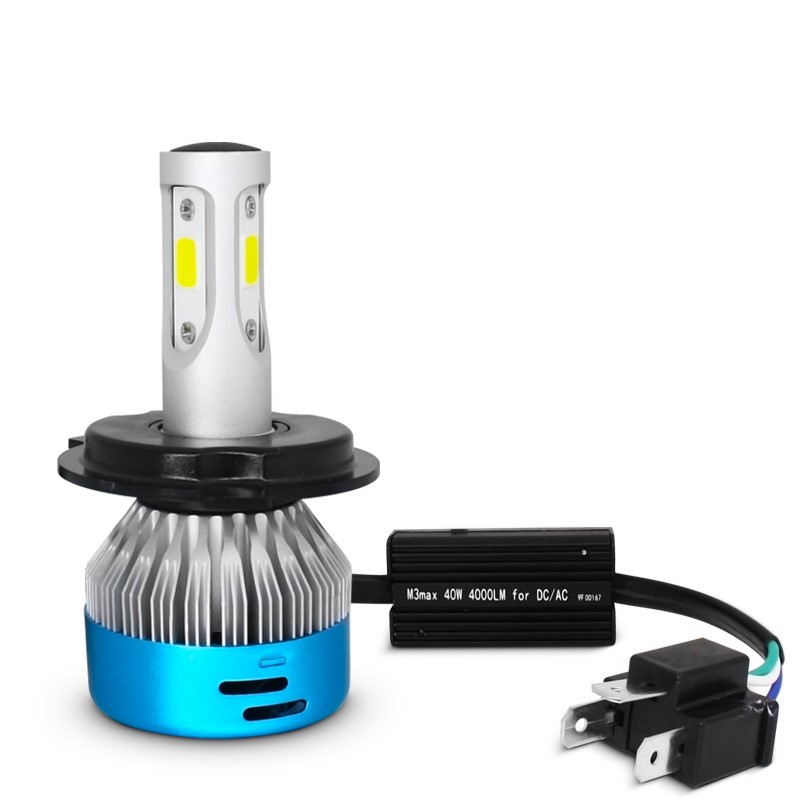 HS1超亮摩托车灯 H4直插三爪电动车LED大灯40W远近灯DC/AC