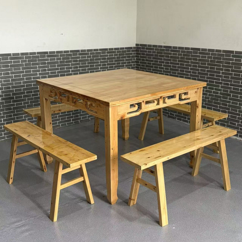 实木仿古八仙桌正方形中式四方组合桌饭店家用面馆龙家乐餐厅餐桌