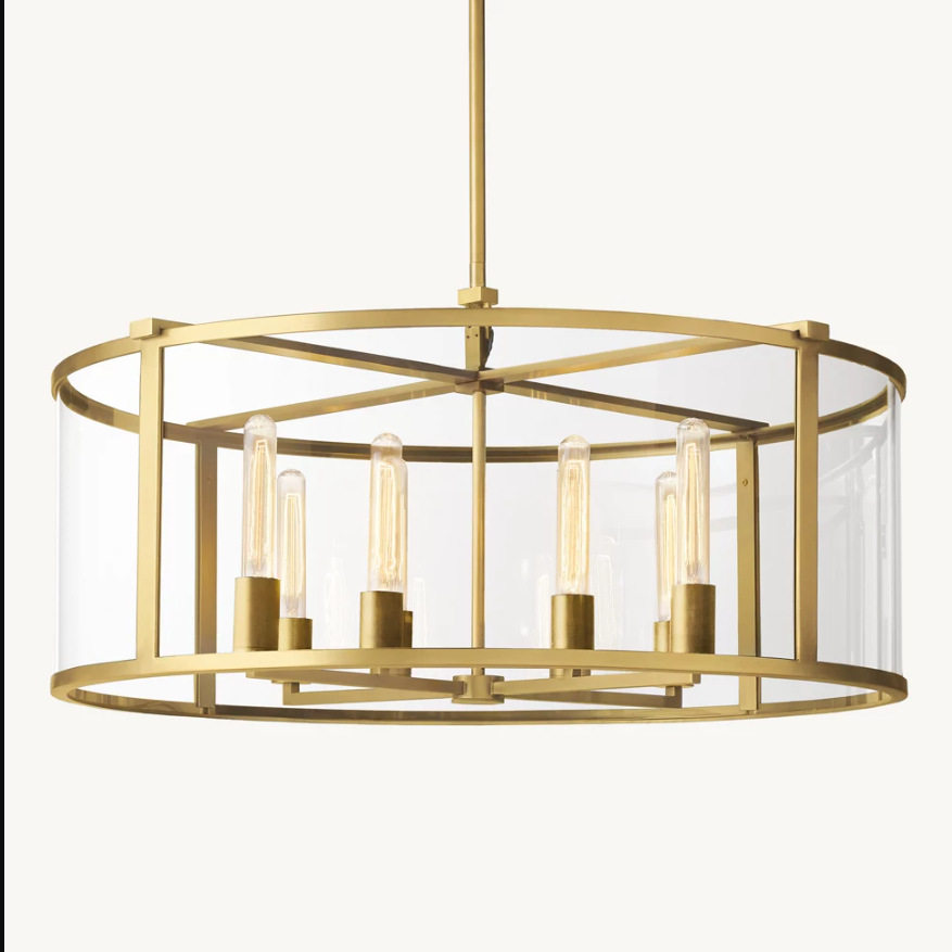 美式全铜吊灯轻奢客厅灯别墅酒店工程装饰玻璃后现代灯简欧吊灯