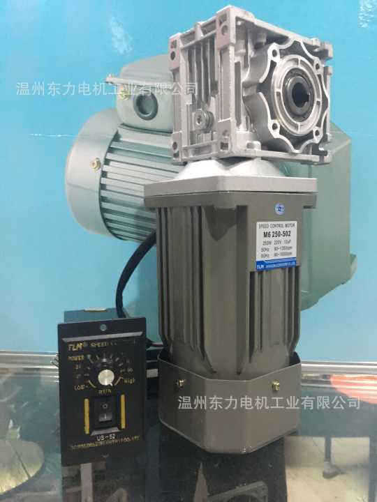 东力TLM单相220V蜗轮蜗杆调速250W电机M6250-502+NMRV040-30/1