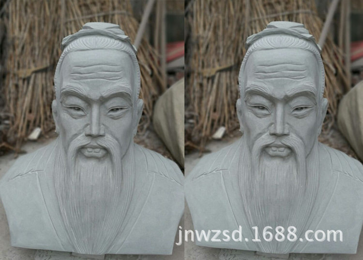 砂岩石材孔子头像雕刻厂花岗岩石料制作孔子半身胸像生产厂家