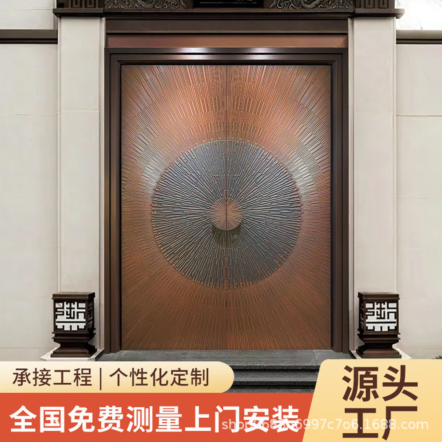 新中式农村自建房别墅大门锌合金进户门家用防盗门庭院入户门