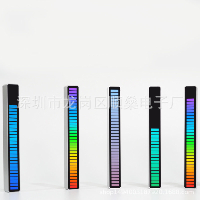 创意改造音乐跳动拾音灯炫彩声控节奏音乐氛围灯车载桌面USB彩灯