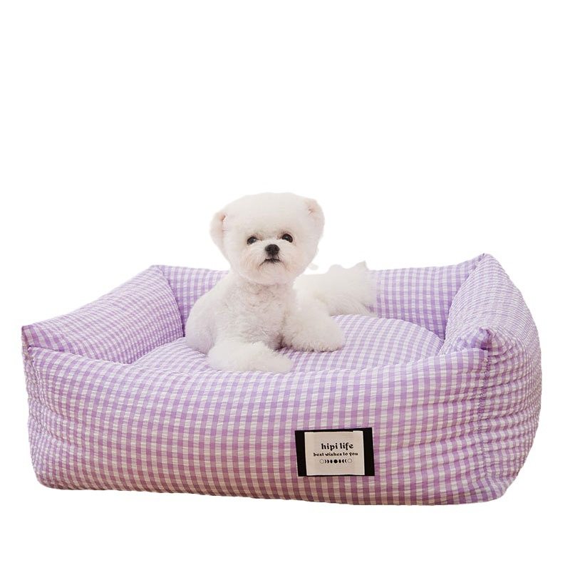 新款韩版格子狗窝中小型犬四季通用方窝猫咪深度睡眠宠物窝韩系窝