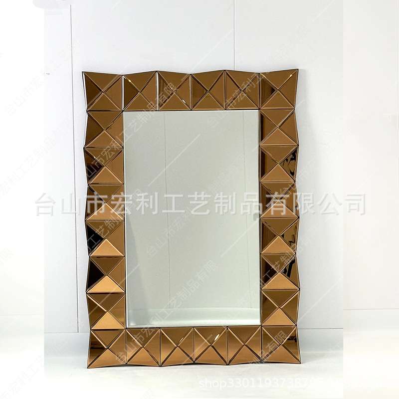 热卖现代简约品质茶镜玻璃客厅酒店大堂装饰长方形立体挂镜