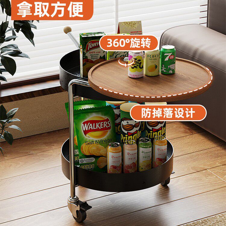 中古小推车置物架客厅边几可移动小茶几沙发边桌KTV推车铁艺双层